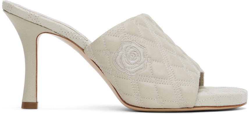 Skovård Burberry Burberry Quilted Rose Leather Heeled Sandals Vit | 8092222, 0