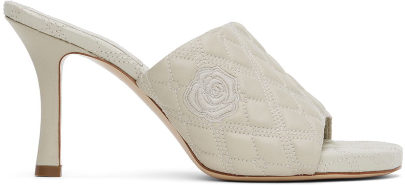 Skovård Burberry Burberry Quilted Rose Leather Heeled Sandals Vit | 8092222
