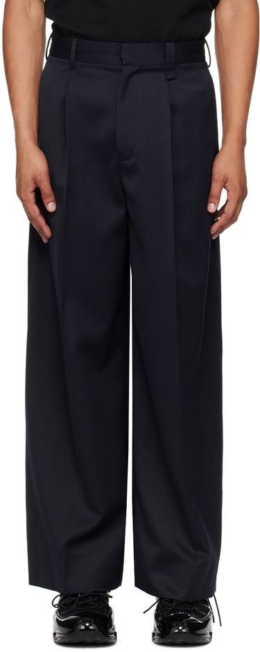 Byxor Simone Rocha Simone Rocha Pleated Wide Leg Trousers Mörkblå | 4118 0458, 0