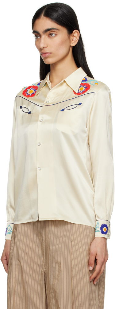 Skjorta Bode Bode Garden Party Embroidered Western Shirt Beige | WRS25SH035, 3