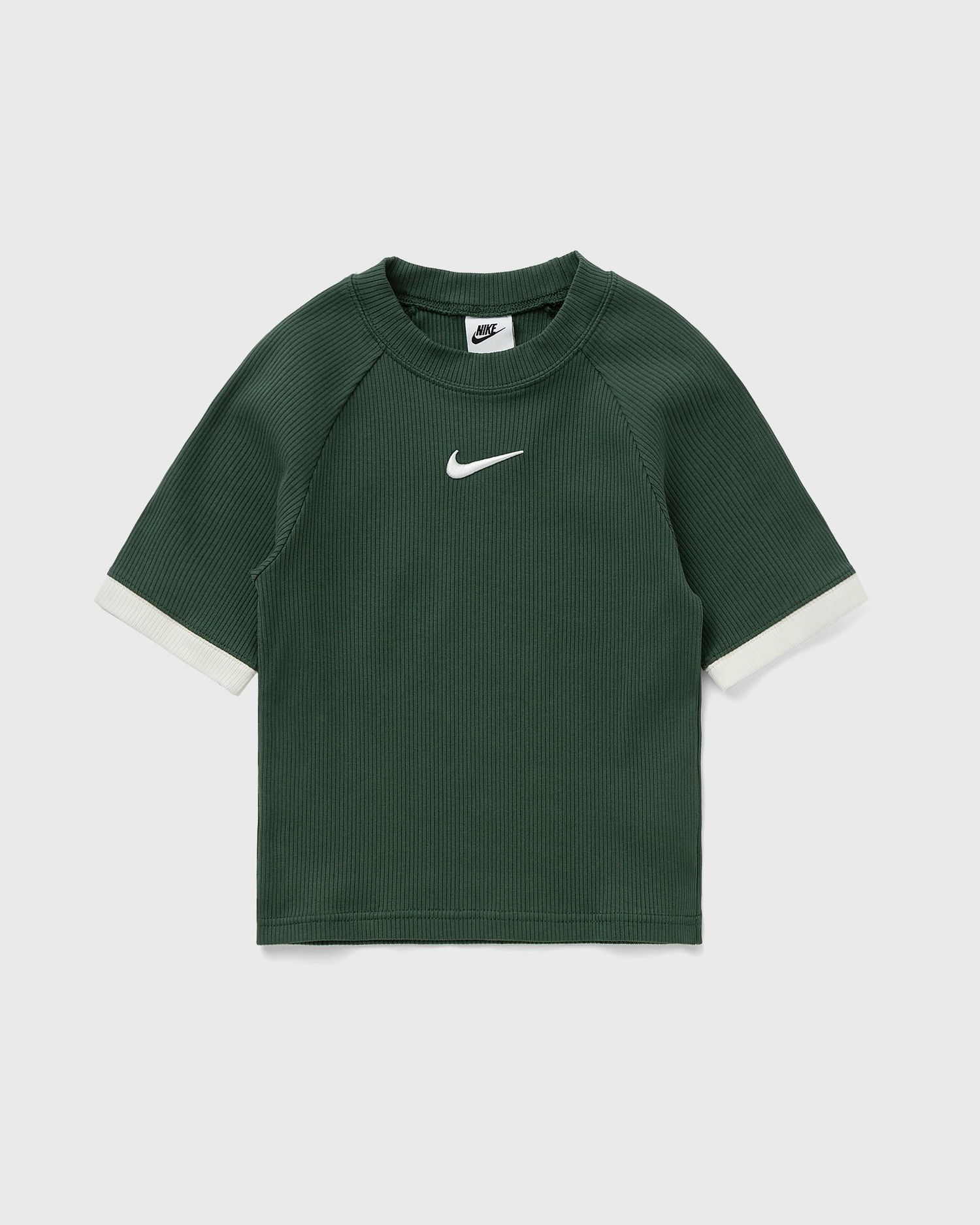 T-shirt Nike Ribbed Fitted Short Sleeve Top with White Cuffs Grön | IO8894-323, 0