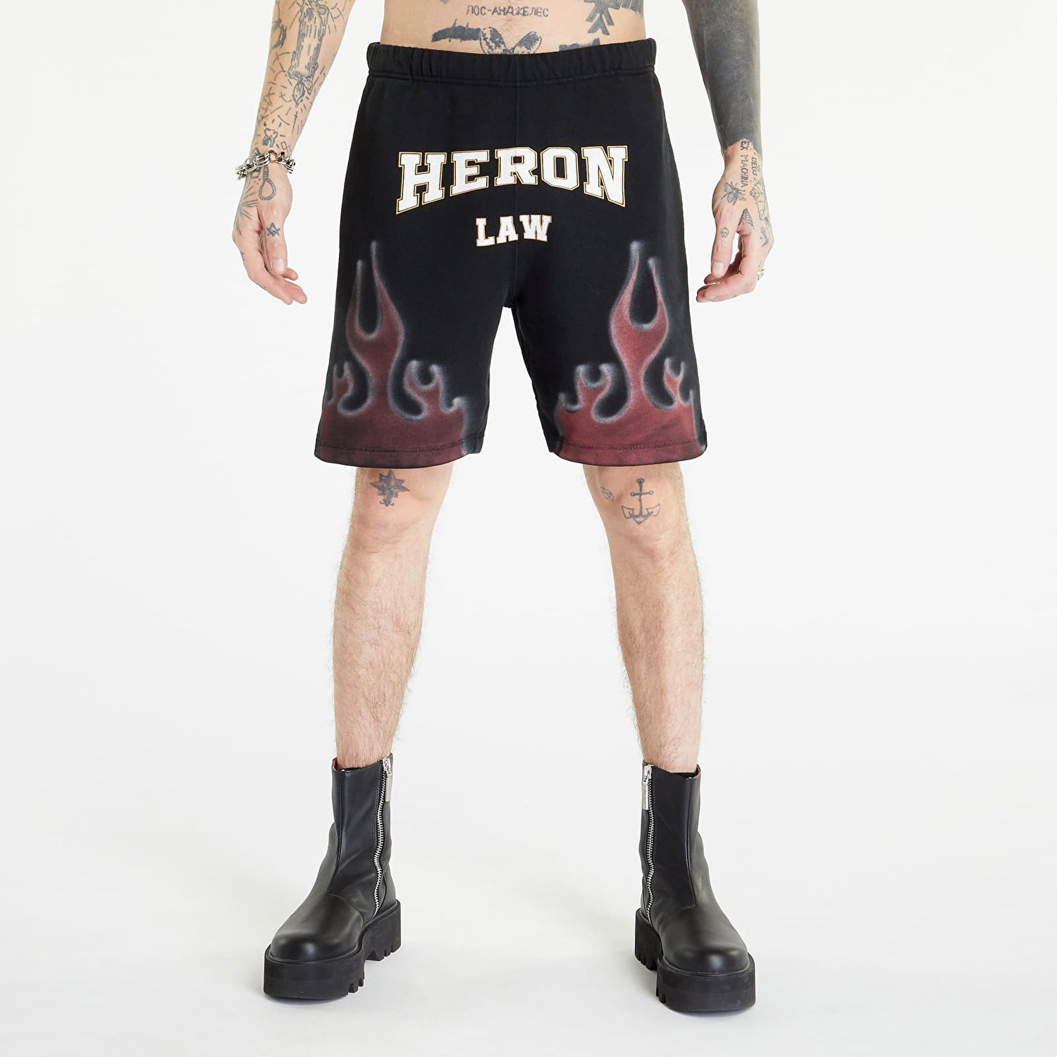 Shorts HERON PRESTON Heron Law Flames Sweatshorts Svart | HMCI011S23JER0041025, 0