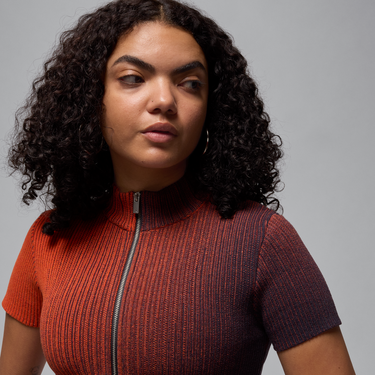 Sweater Jordan Air Jordan Knitted Zip-Up Top Orange | HF9438-540, 4