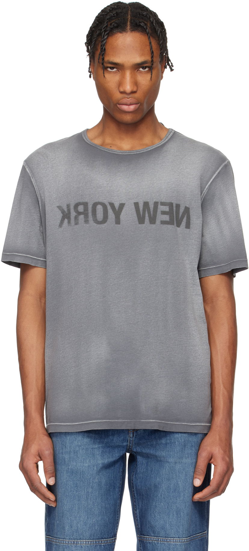 T-shirt Helmut Lang Helmut Lang Garment-Dyed 'New York' Tee Grå | O10HM508