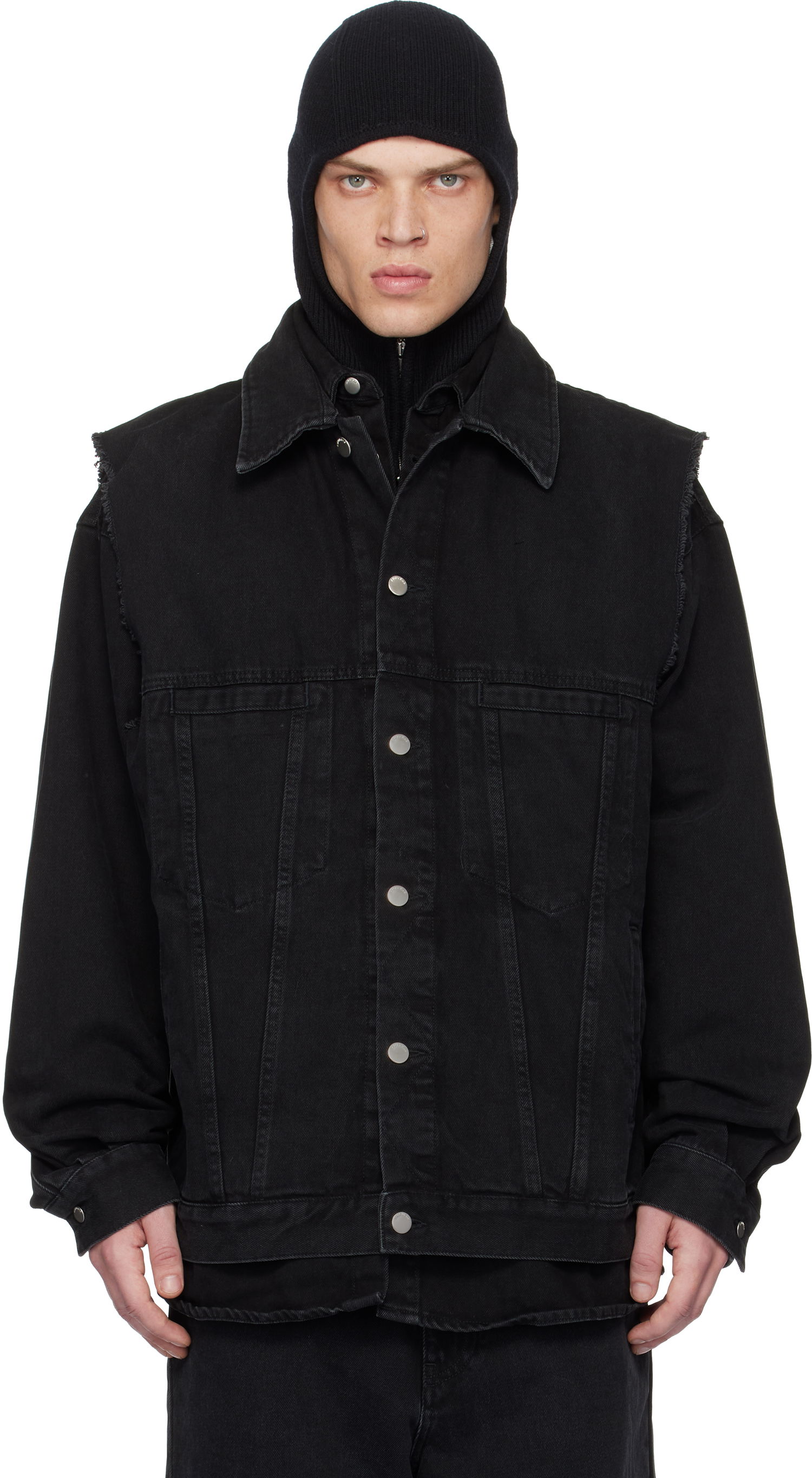 Väst Ambush Layered Denim Jacket Svart | BMYE001F24DEN0011100, 0