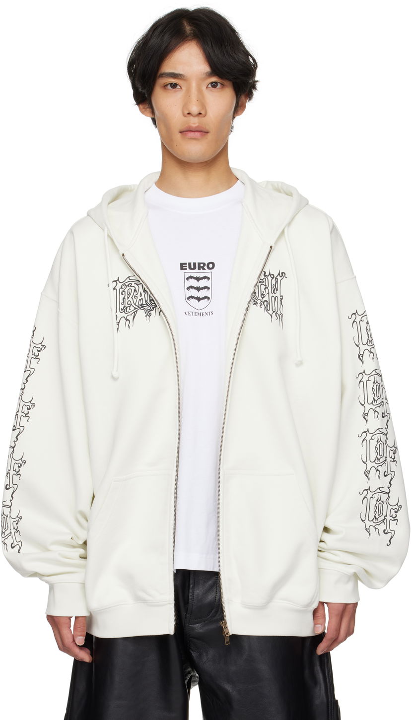 Sweatshirt VETEMENTS Vetements Cradle of Filth Logo Oversized Zip-Up Hoodie Vit | UCF76ZU100I