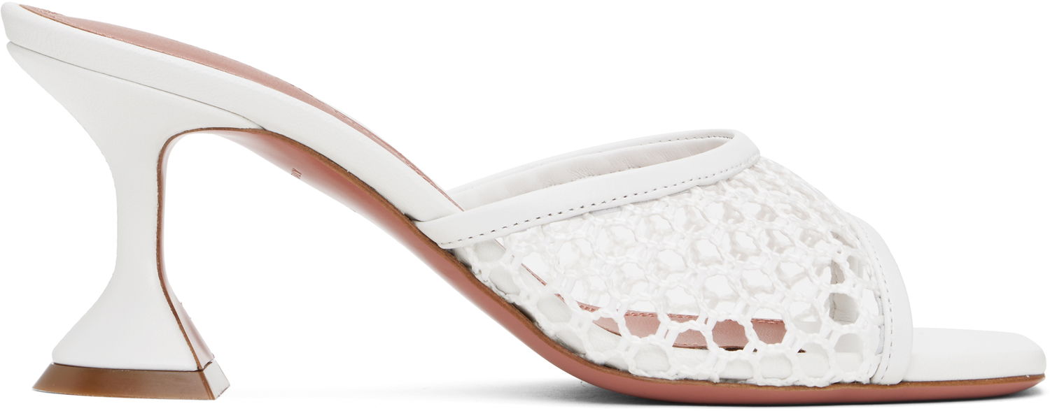 Skovård Amina Muaddi Amina Muaddi Lupita Net 70 Heeled Sandals Vit | LUPITA NET 70, 0