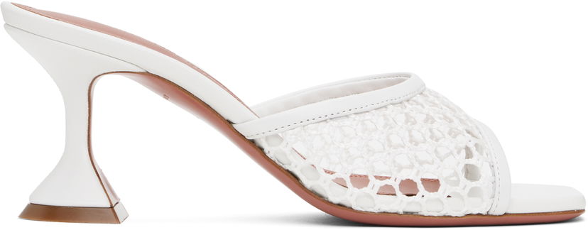 Skovård Amina Muaddi Amina Muaddi Lupita Net 70 Heeled Sandals Vit | LUPITA NET 70