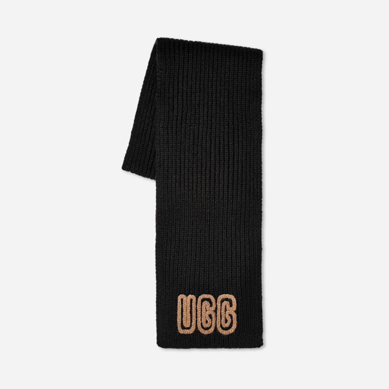 Halsduk UGG Chunky Knit Ribbed Scarf Svart | 102787-BLK, 1