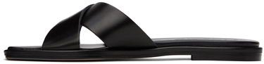 Tillbehör Aeyde Aeyde Sonia Leather Crisscross Slide Sandals Svart | A11-FS-BRNS08FL62-SS24-800-001, 2