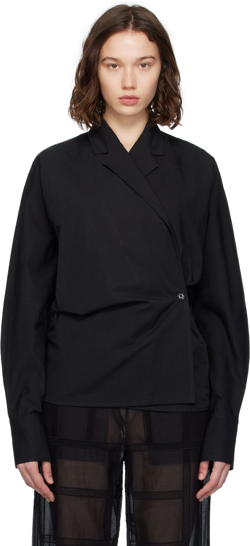 Skjorta TOTEME TOTEME Wrap Blouse Svart | 253-WRT0543-FB0425