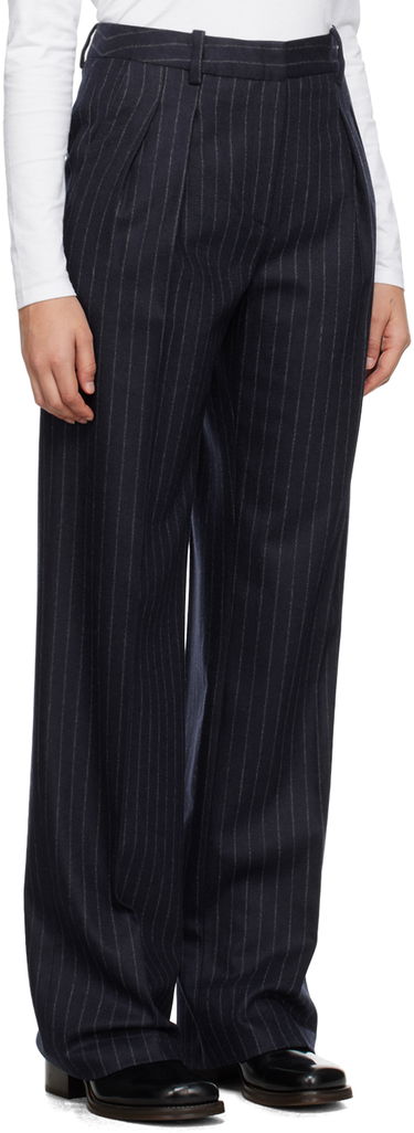 Byxor Loulou de Saison Loulou de Saison Amoya Pinstriped Trousers Mörkblå | AMOYA, 1