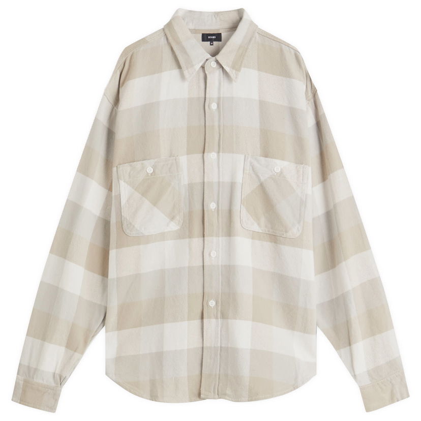 Skjorta BEAMS BEAMS Flannel Plaid Shirt, Size Large Beige | 1111-1134-803-20