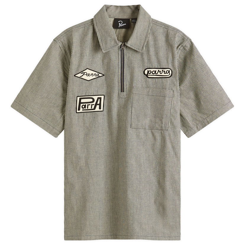 Skjorta By Parra Parra Work Later Short Sleeve Shirt, Size Large Grå | 53340-BLU