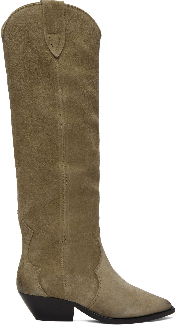 Kläder ISABEL MARANT Isabel Marant Denvee Suede Knee-High Boots Grön | 23BT0001FA-A1A03S, 0