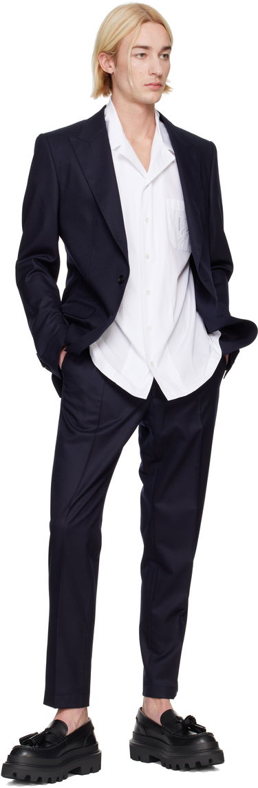 Jacka Dolce & Gabbana Designer Taormina-Fit Single-Breasted Blazer Blå | G2NW0TGI251, 4