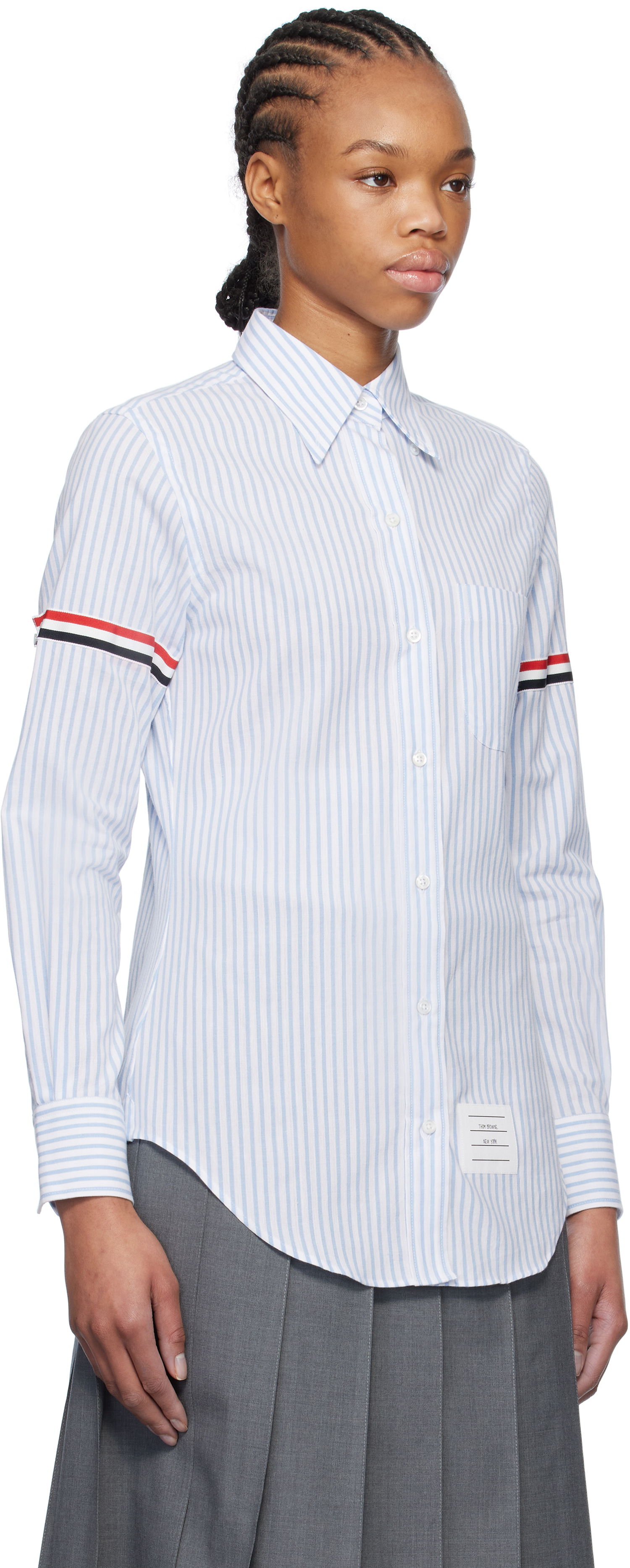 Skjorta Thom Browne Thom Browne Striped Oxford Shirt with 4-Bar Blå | FLL005O-F0810, 1