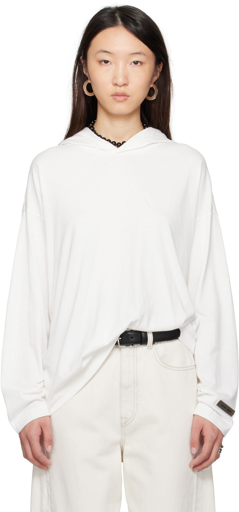 Sweatshirt Fear of God Fear of God ESSENTIALS Long Sleeve Hoodie Vit | 125SP257044FW
