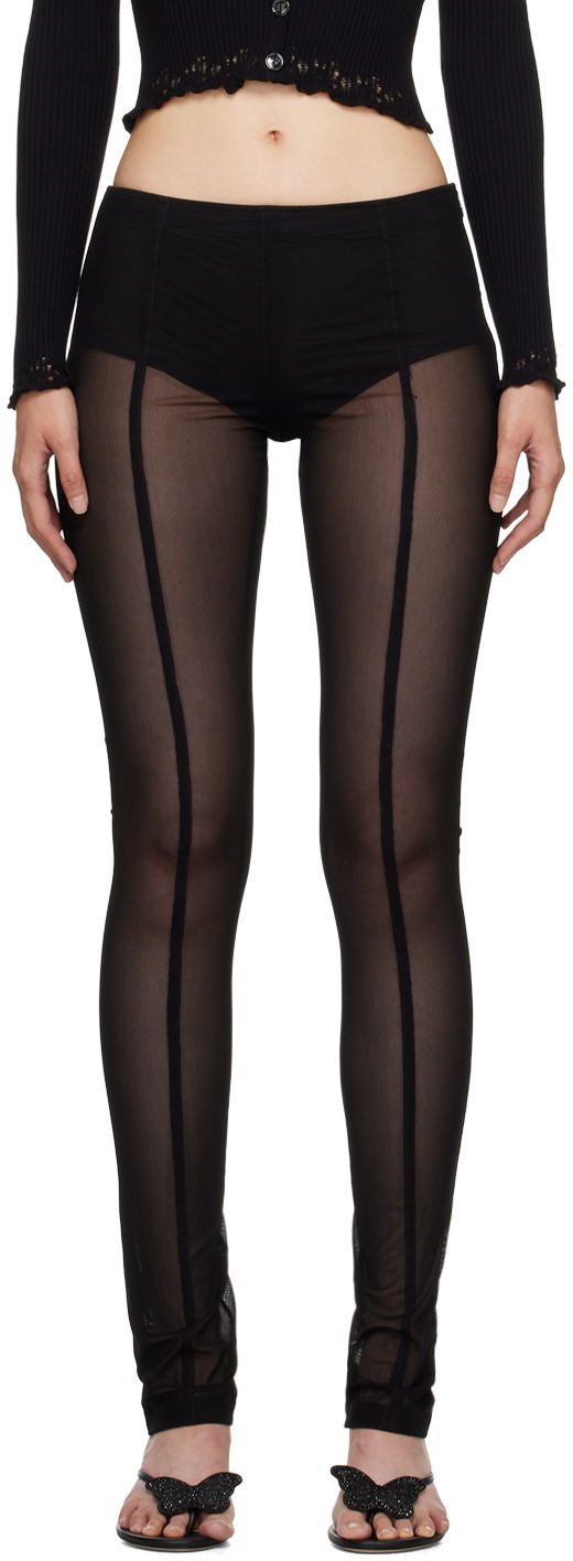 Damasker Blumarine Blumarine Sheer Panel Leggings Svart | A344P013A