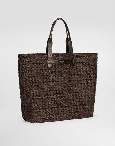 Tygpåse Dolce & Gabbana Dolce & Gabbana Raffia Crochet Shopper with Crocodile Embossed Handles Onesize Brun | BM2453A9N968C895, 2