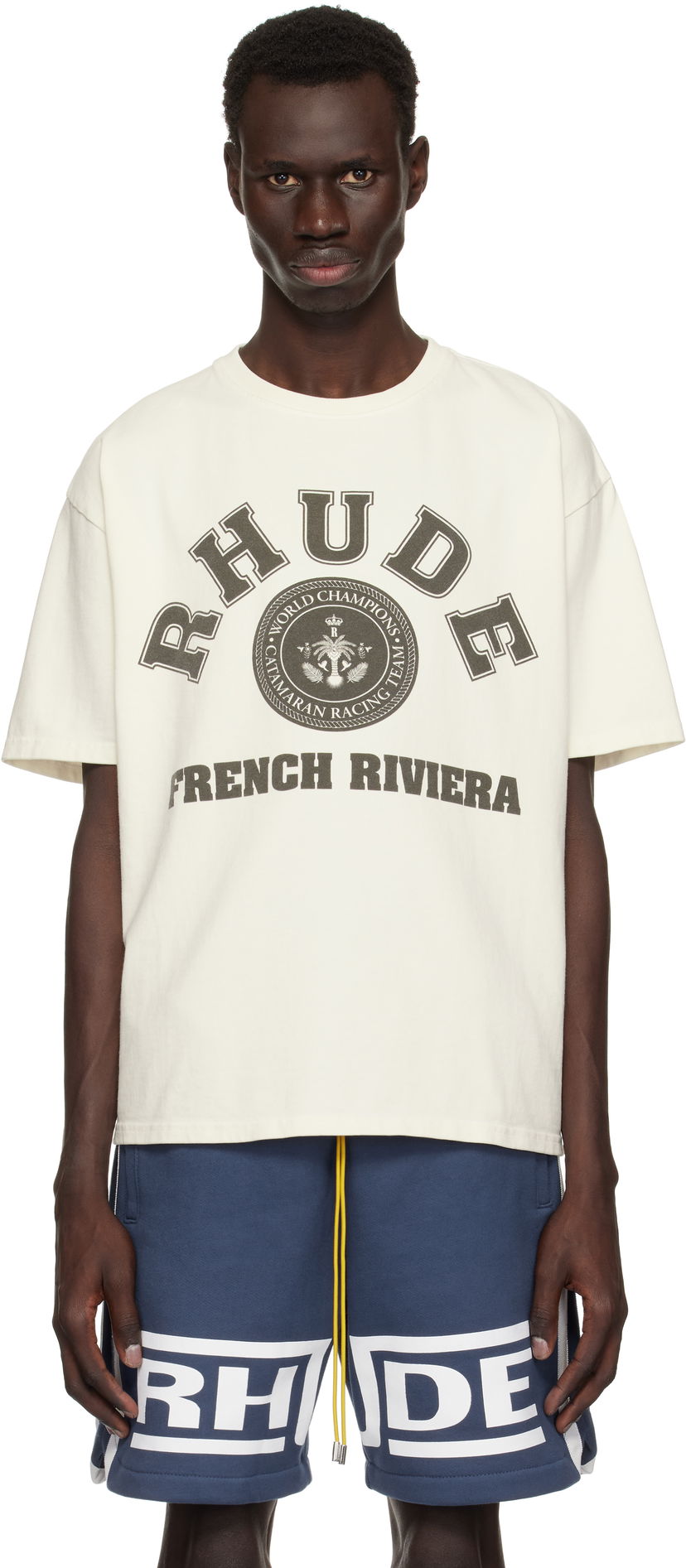T-shirt Rhude Rhude French Riviera Graphic T-Shirt Vit | RHPS25TT08012
