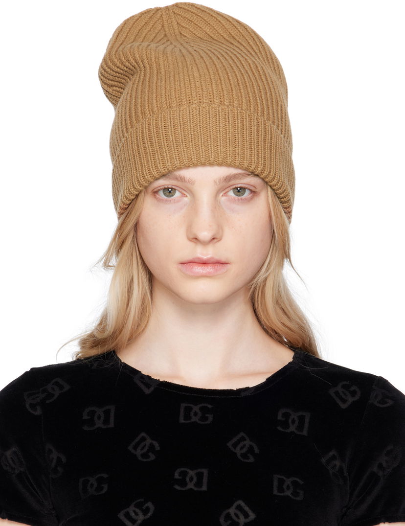 Mössa Dolce & Gabbana Beige Ribbed Beanie Beige | FXL68T JFMU9