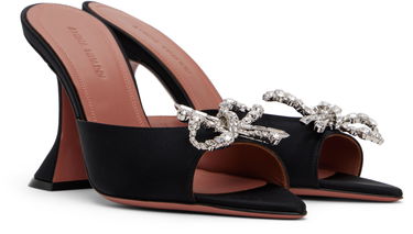 Tillbehör Amina Muaddi Amina Muaddi Rosie Slipper Heeled Sandals Svart | ROSIE SLIPPER CL SATIN, 3