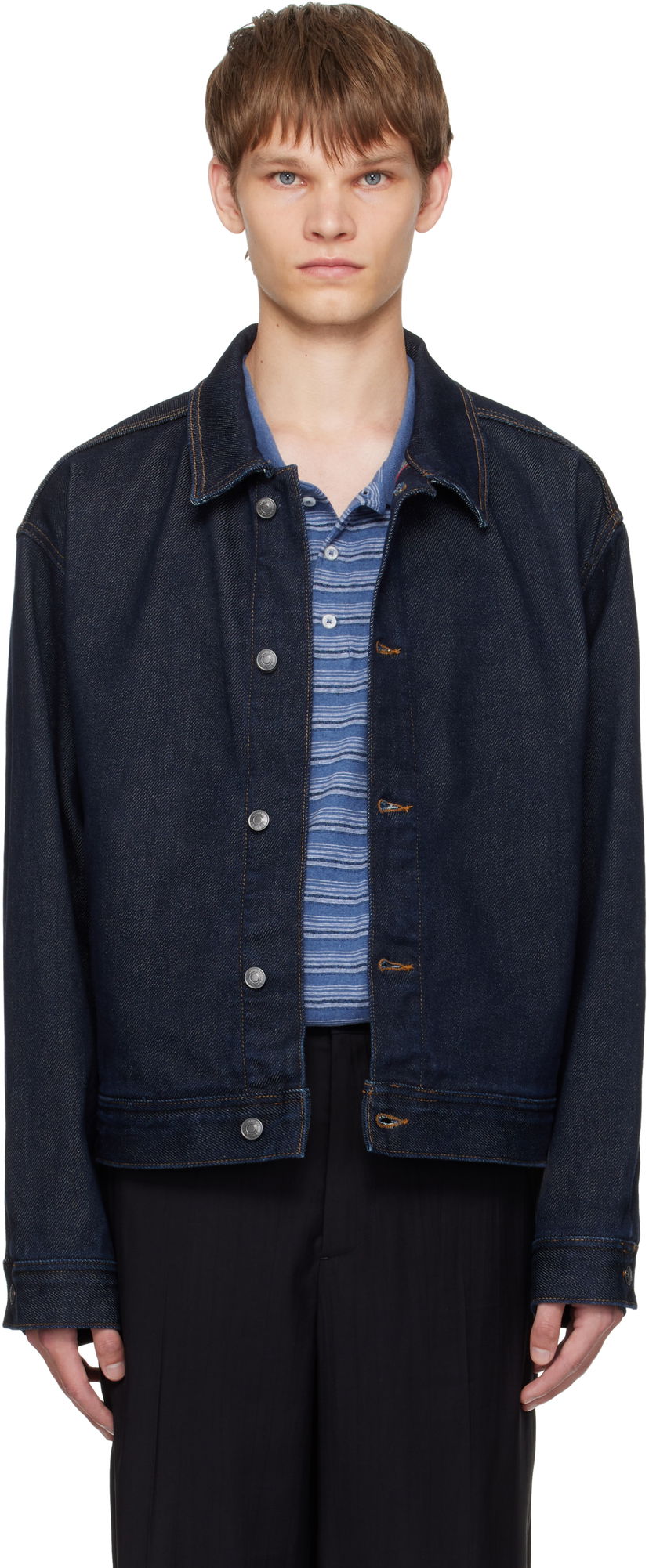 Jacka BOSS Hugo Regular-Fit Denim Jacket Blå | 50547402