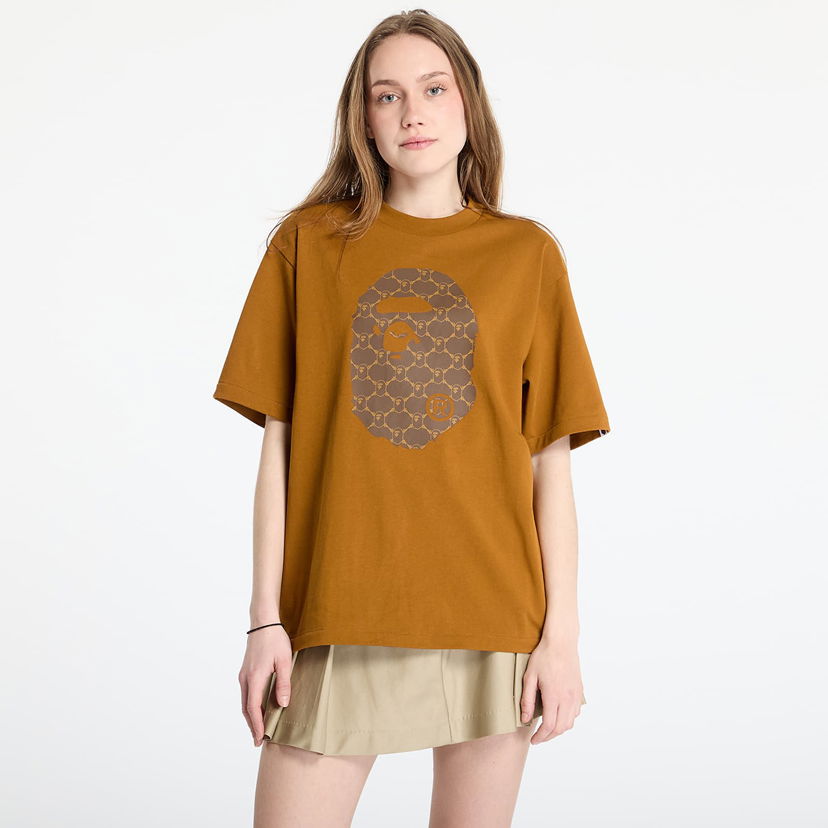 T-shirt BAPE A BATHING APE College Monogram Ape Head Relaxed Fit T-Shirt Brun | 001TEL301334MBEI