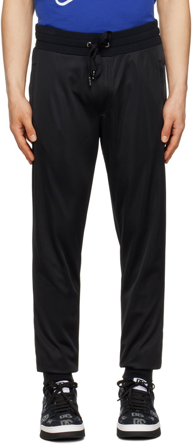 Träningsbyxor Dolce & Gabbana Black Drawstring Sweatpants Svart | GVXQHTHU7B0