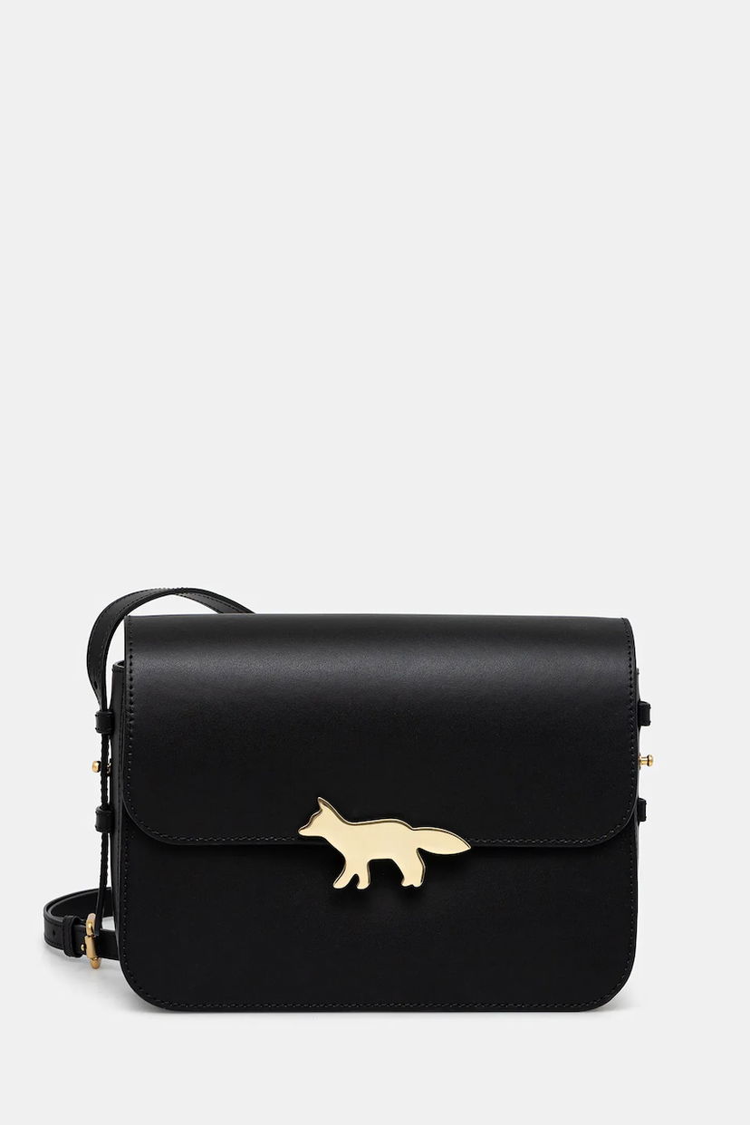 Handväska MAISON KITSUNÉ Edie Large Leather Crossbody Bag Svart | OW05171LR0001