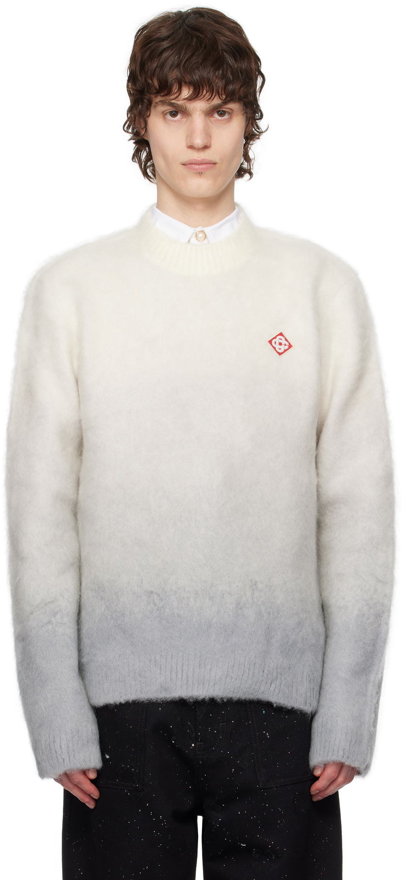 Sweater Casablanca Casablanca Gradient Mohair Sweater Vit | MPS25-KW-840-01