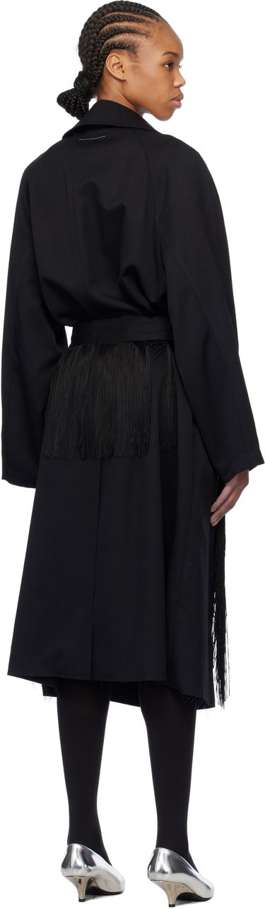 Rockar Maison Margiela MM6 Maison Margiela Wool Gabardine Trench Coat with Fringed Belt Svart | S52AH0079 S78542, 2