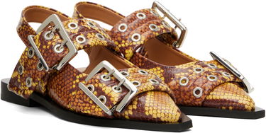 Klä GANNI GANNI Feminine Buckle Flats Gul | S2940, 3