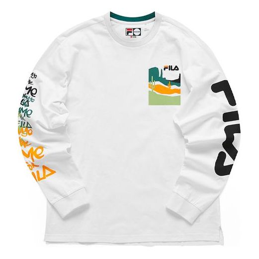 T-shirt FILA Fusion Loose Graphic Long Sleeve T-Shirt Vit | T11M123201F-WT