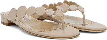 Tillbehör Manolo Blahnik Manolo Blahnik Nour Scalloped Thong Sandals Beige | 424-1837, 3