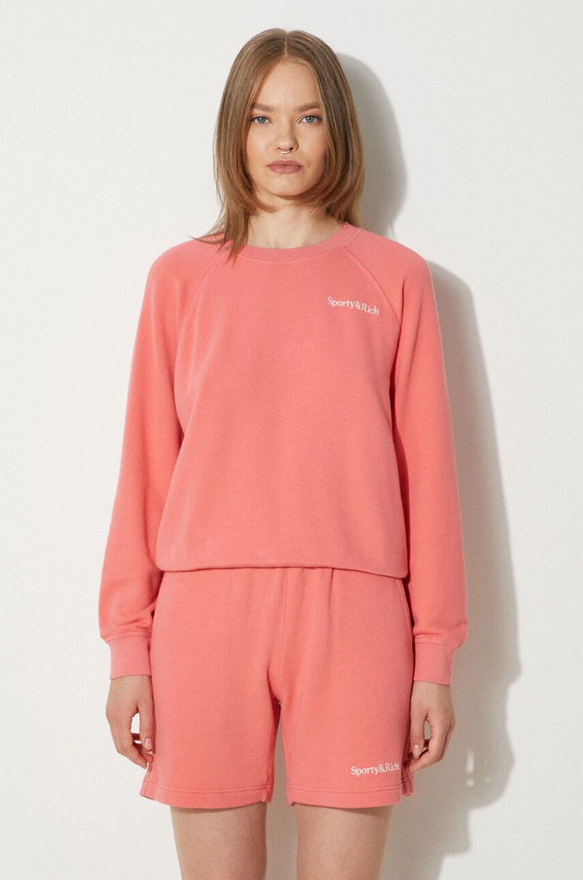 Sweatshirt Sporty & Rich Serif Logo Soft Crewneck Sweatshirt Rosa | WS047S402SC