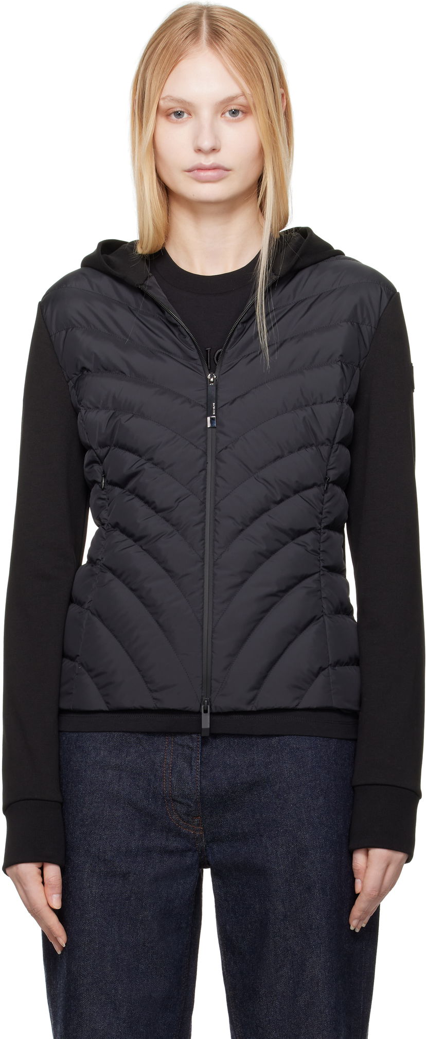 Sweatshirt Moncler Moncler Zip Up Hooded Down Cardigan Svart | K10938G00020809KZ