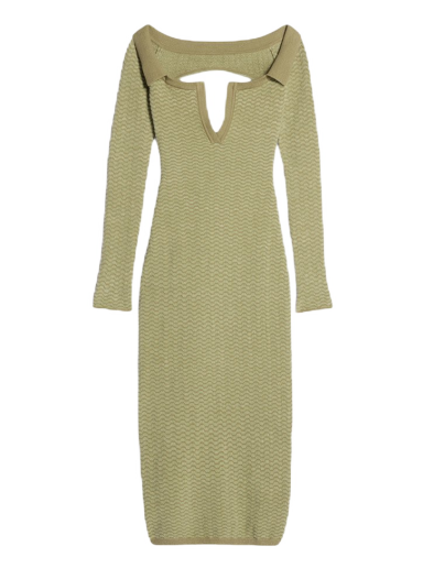 Klä Jacquemus La Robe Maille Pampero Off-The-Shoulder Polo Grön | 231KN161-2283-050