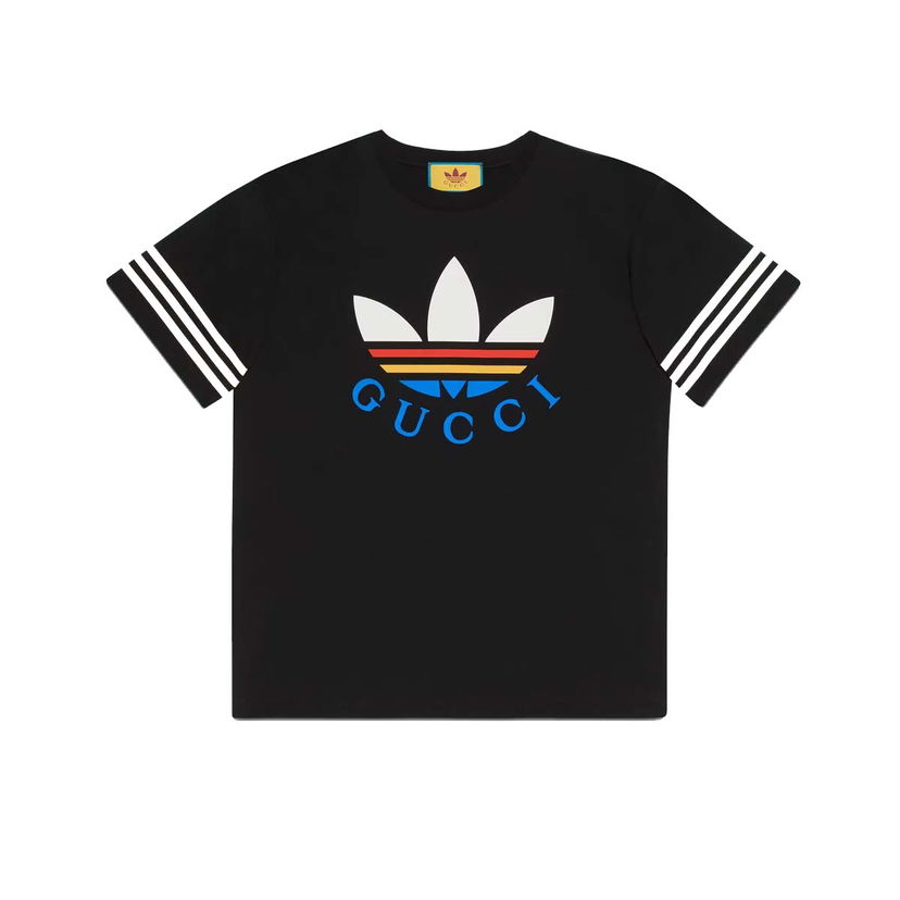 T-shirt Gucci adidas x Cotton T-shirt Black/Multicolor Svart | 616036 XJEXC 1152