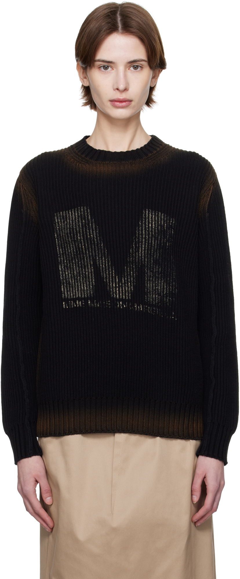 Sweater Maison Margiela MM6 Maison Margiela Sunbleached Logo Crewneck Sweater Svart | S52HL0041 M13079