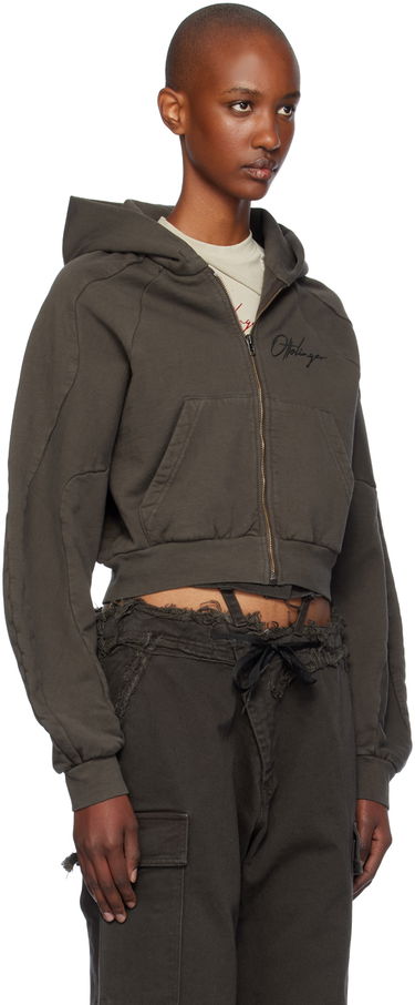 Sweatshirt Ottolinger Ottolinger Multiline Zip Up Cropped Hoodie Grön | 1150202521, 4