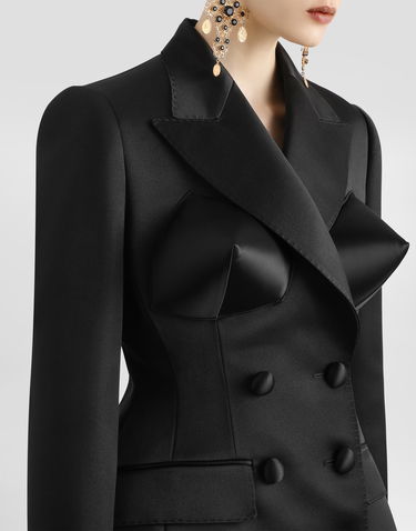 Jacka Dolce & Gabbana Dolce & Gabbana Double-breasted Duchess Satin Jacket With Conical Cups Svart | F27ETTFU106N0000, 3
