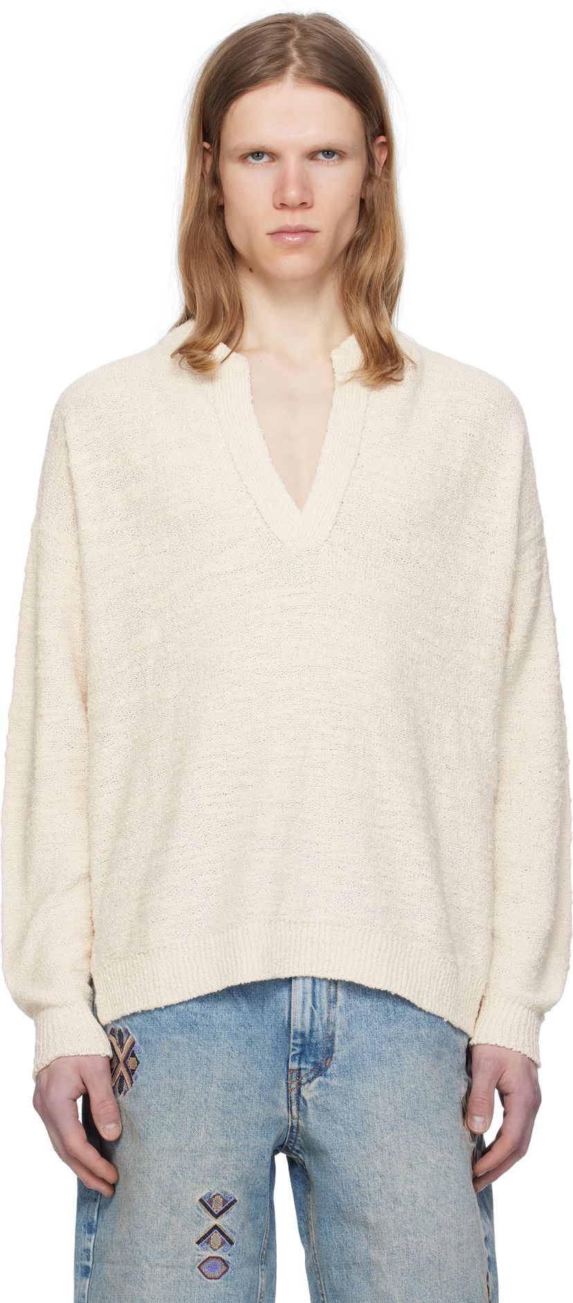 Sweater ISABEL MARANT Isabel Marant Arnold V-Neck Sweater Vit | PU0679HA-C2L02H