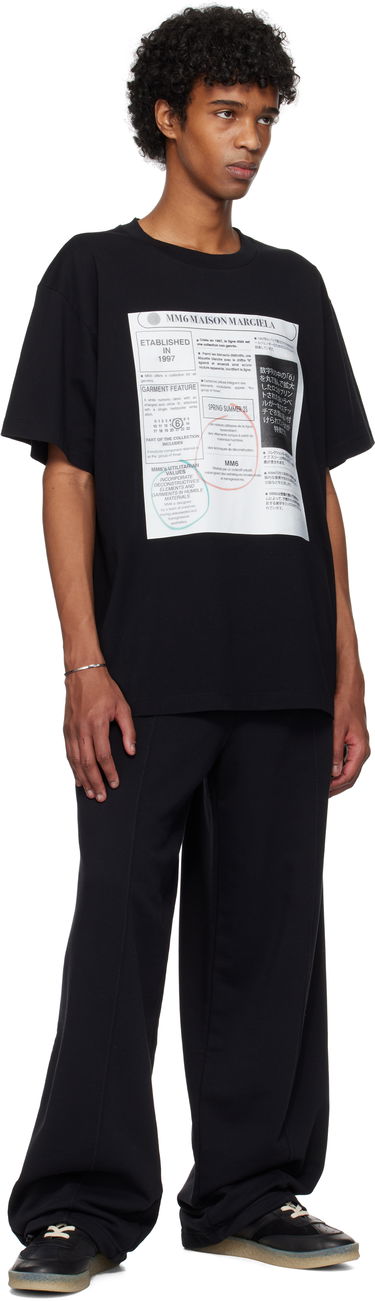 T-shirt Maison Margiela MM6 Newspaper Print T-Shirt Svart | SH0GC0043 S24312, 3