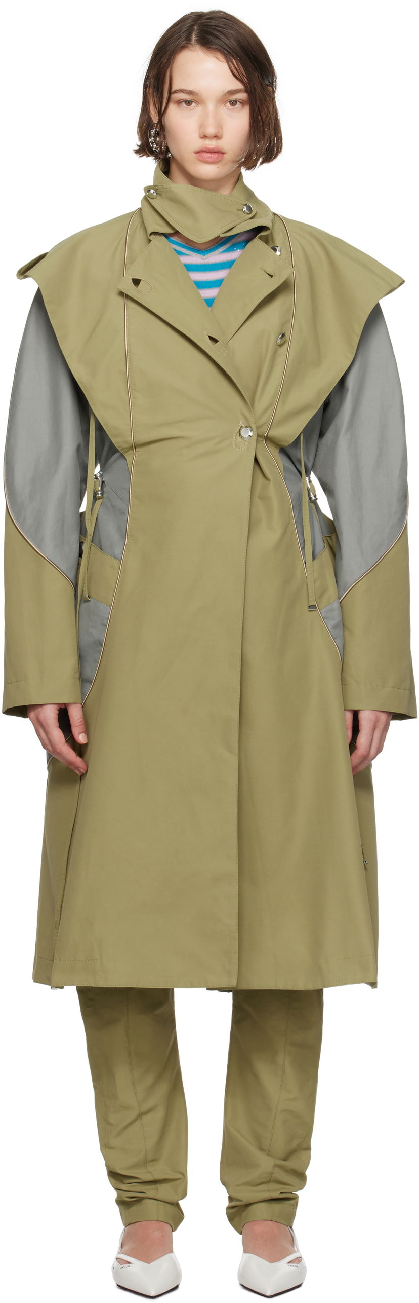Trenchcoat KIKO KOSTADINOV Hooded Trench Coat Grön | KKWAW24C01-27