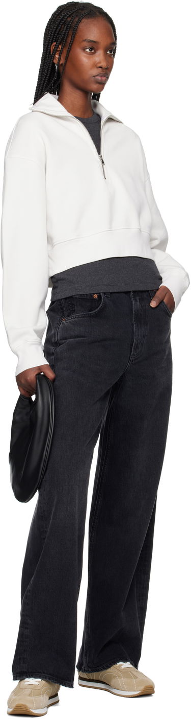Sweatshirt AGOLDE AGOLDE Bethan Cropped Quarter Zip Sweatshirt Vit | A7349-1697, 3