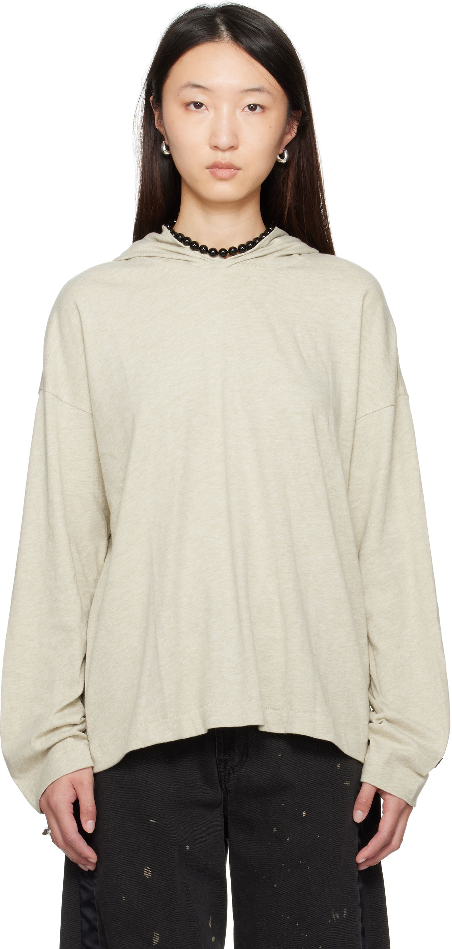 Sweatshirt Fear of God Fear of God ESSENTIALS Long Sleeve Hoodie Beige | 125SP257042FW, 0