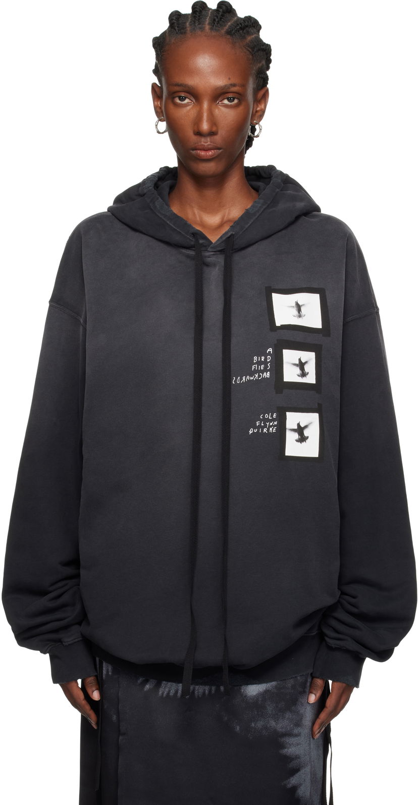 Sweatshirt Ann Demeulemeester Ann Demeulemeester Anne Marie 'Doves' High Comfort Hoodie Svart | 2520-W-JSW01-55-FA639-098