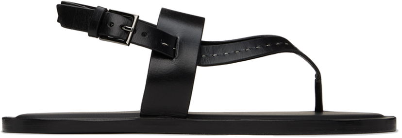 Sneakers och skor Max Mara Leather Thong Sandals Svart | 2414521012600